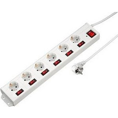 Hama Socket Line 6+1 XL single switchable white (137239)