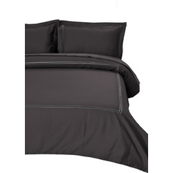 Σετ Παπλωματοθήκη Υπέρδιπλή 220x240 Satin Embroidered Classico 4-Anthracite - Anna Riska