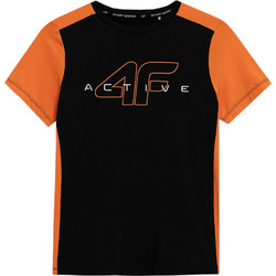 4F Παιδικό T-Shirt Κοντομάνικο Μαύρο Πορτοκαλί JSS23-TFTSM167-20S