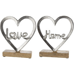 Διακοσμητικό Καρδιά 'Home/Love' σε Βάση Ασημί Αλουμίνιο/Ξύλο 6x18x16 σε 2 Σχέδια