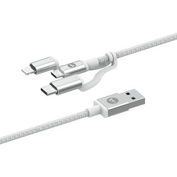Mophie 3 σε 1 Charging Cable microUSB / USB-C / Lightning Αλουμινένιο καλώδιο δεδομένων 1 μέτρο - λευκό