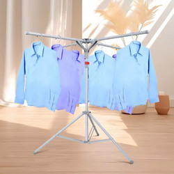 Μεταλλική Πτυσσόμενη Επιδαπέδια Απλώστρα Ρούχων Ασημί
