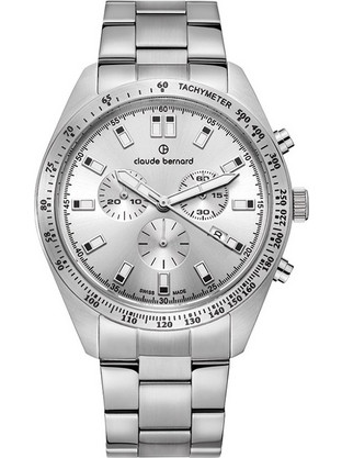 Claude Bernard Classic Ανδρικό Ρολόι Χρονογράφος με Ασημί Μεταλλικό Μπρασελέ 10247-3M-AIN