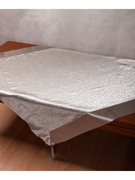 Σατέν τραπεζομάντηλο 2009 λουλούδι (130cm x 160cm) γκρί