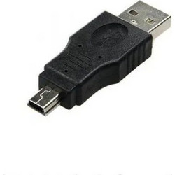 Προσαρμογέας Μετατροπέας USB 2.0 Type A Male to Mini USB B 5 Pin Male (Μαύρο) (OEM)