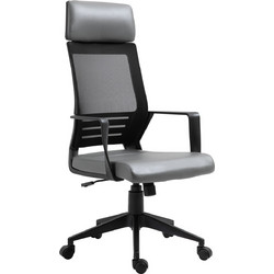 Woodwell BF2500 Καρέκλα Γραφείου με Προσκέφαλο Στήριξη Μέσης και Ανάκλιση Γκρι EO607,2