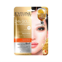 Eveline 24K Gold Nourishing Elixir Sheet Μάσκα Προσώπου για Αντιγήρανση με Πράσινο Τσάι & Υαλουρονικό 20ml