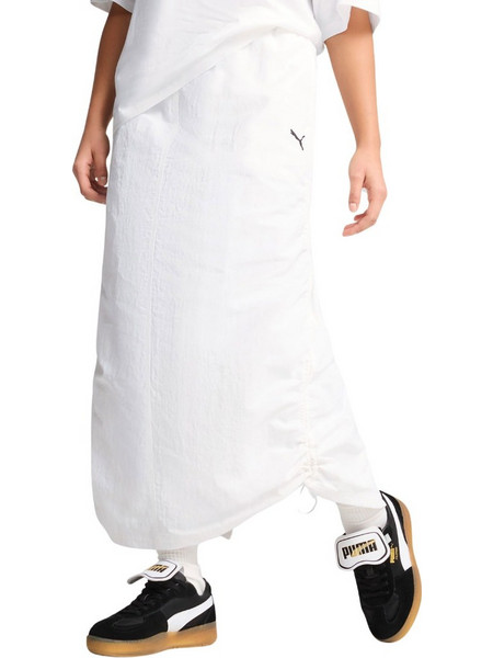 Puma Wardrobe Essentials Μακριά Φούστα Υφασμάτινη Ψηλόμεση Λευκή 629762-02