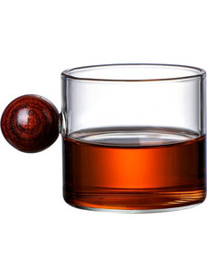 Φλυτζάνι Γυάλινο Espresso με Ξύλινη Λαβή 5.5x5.5cm