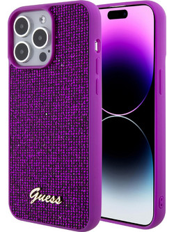 Guess Disco Script Metal Logo Back Cover Fuchsia (iPhone 14 Pro Max)