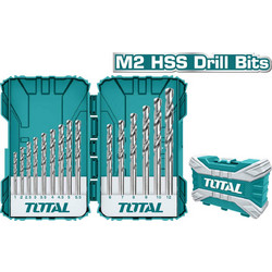 Total TACSDL51502 Σετ 15 Τρυπάνια HSS με Κυλινδρικό Στέλεχος για Μέταλλο
