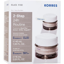Korres Black Pine 2-Step 24h Routine Bounce Firming Intense Moisturizer Dry & Very Dry Skin 40ml + Plump-Up Sleeping Facial 15ml