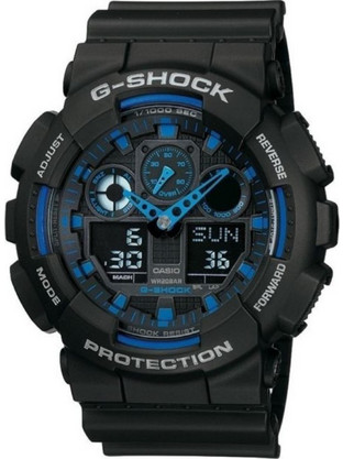 Casio G-Shock Ανδρικό Ρολόι Χρονογράφος με Μαύρο Καουτσούκ Λουράκι GA-100-1A2ER