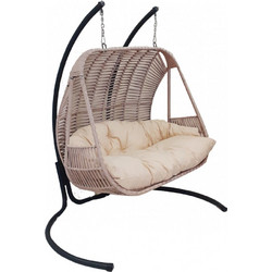 Crown Κρεμαστή Διθέσια Κούνια Φωλιά Wicker Γκρι 14263-44834