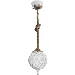 Heronia Lighting Κρεμαστό Φωτιστικό Οροφής με Σχοινί Μονόφωτο Λευκό 31-0519