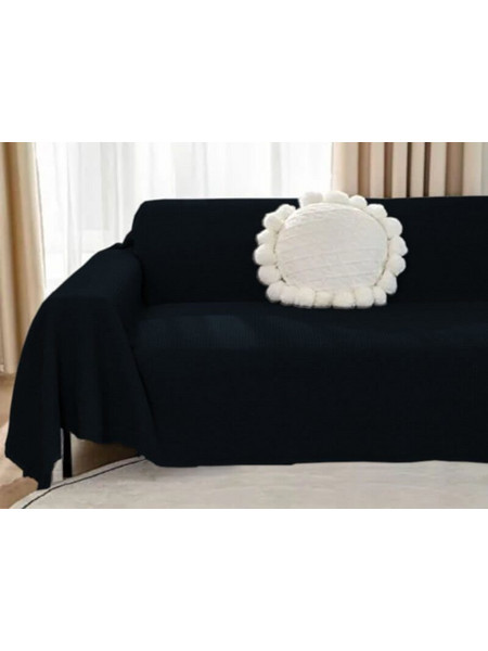 Σετ Ριχτάρια Καναπέ Σενίλ Μονόχρωμα One Color Γαρύφαλλο 3 ΤΜΧ - Μαύρο