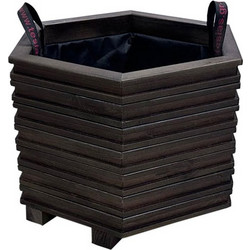 ΕΞΑΓΩΝΗ ξύλινη γλάστρα Εισόδου - Carved- Macassar - Δ52x36-Tesias Group