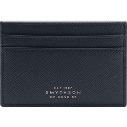 Smythson Panama Cross-Grain Leather Card Holder Navy