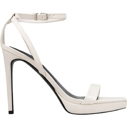 Nine West Γυναικεία Πέδιλα Δερμάτινα Εκρού με Λεπτό Ψηλό Τακούνι και Φιάπα ZILO3-150