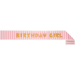 Κορδέλα Πάρτι Ροζ Ριγέ Foil Birthday Girl 167cm