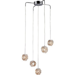 Sunlight MW-7146B/5P Κρεμαστό Φωτιστικό Οροφής με Κρύσταλλα Πολύφωτο Χρυσό