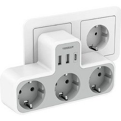 Πολύπριζο 3 Θέσεων Tessan (3σούκο & 2Usb & 1Type-C) Λευκό