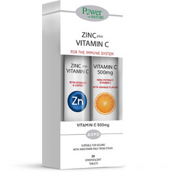 Power Health Zinc & Vitamin C Stevia 20s + Vitamin C 500mg 20 Αναβράζοντα Δισκία