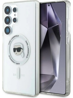 Karl Lagerfeld Button Karl Head Printed Logo MagSafe Case White (Samsung Galaxy S25 Ultra)