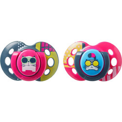 Tommee Tippee Fun Style Ορθοδοντικές Πιπίλες Σιλικόνης 18-36m Γάτα Ροζ 2τμχ