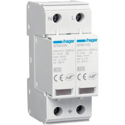 ΑΝΤΙΚΕΡΑΥΝΙΚΟ 2P T2 15kA 1kV TT-TNS ΜΕ ΒΟΗΘΗΤΙΚΗ ΕΠΑΦΗ AC 230V HAGER