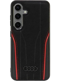 Audi Genuine Leather MagSafe S24 S921 black-red hardcase AU-TPUPCS24-R8/D3-RD - (AUDI000150-0)