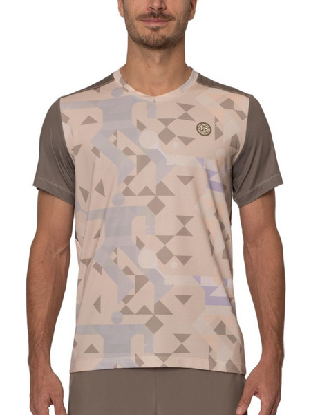 Bidi Badu Paris 2025 V-Neck Men's Tennis Tee Beige / Light Brown
