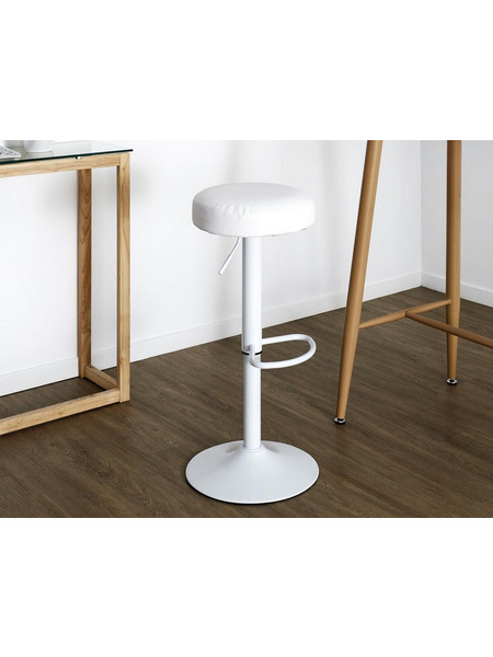 Σκαμπό μπαρ Mumford Home Deco Factory με ρυθμιζόμενο ύψος και διαστάσεις 36x36x63.5cm/83.5cm - White HD0150