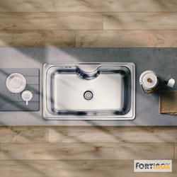 Fortinox Arena 22080 Ένθετος Νεροχύτης Inox Ματ Σαγρέ 80x50cm