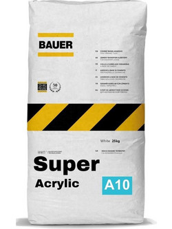 Super Acrylic Λευκό 25kg Υψηλών προδιαγραφών Ρητινούχα Κόλλα Πλακιδίων Bauer