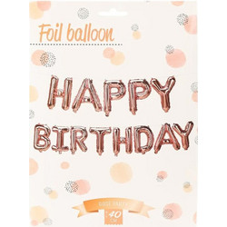Σετ μπαλονιών-γράμματα Happy Birthday ροζ-χρυσό