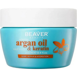 Beaver Argan Oil & Keratin Μάσκα Μαλλιών Κερατίνης για Επανόρθωση 250ml