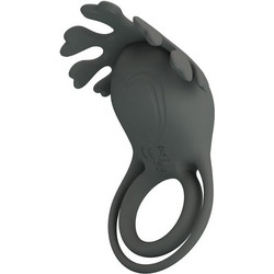 Pretty Love Ruben Double Vibrating Ring Gray Ελαστικό Δαχτυλίδι Πέους Σιλικόνης με Δόνηση 2.8cm Γκρι