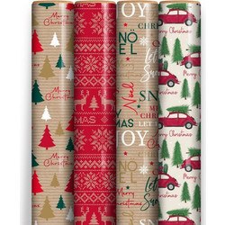 Χαρτί Περιτυλίγματος Ρολό 0,7x4 μ Xmas Simulated Kraft (34X-36449-GWC)