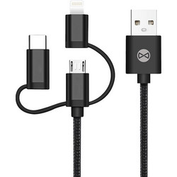 ΚΑΛΩΔΙΟ FOREVER 3 IN 1 USB Α (micro usb/lightning/type c) BLACK