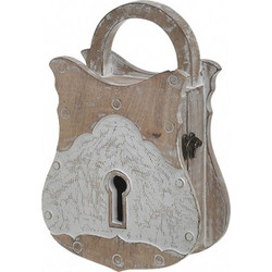 Κλειδοθήκη ξύλινη αντικέ φυσική/λευκή 20x7x28cm