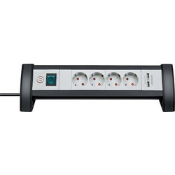 Brennenstuhl Premium Office-Line Πολύπριζο Ασφαλείας 4 Θέσεων με USB-A, Διακόπτη και Καλώδιο 1.8m