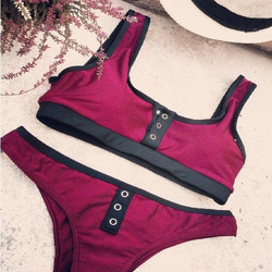 Malibu Sporty Bikini Γυναικείο Σετ Μπικίνι Αθλητικού Τύπου σε Μπορντό χρώμα Μπορντό