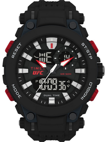 Timex UFC Impact Ανδρικό Ρολόι Χρονογράφος με Μαύρο Καουτσούκ Λουράκι TW5M52800