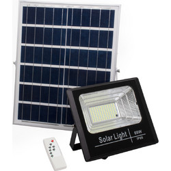 Αυτόνομος ηλιακός προβολέας LED SMD 60W ψυχρό φως 6000K 4800lm με μπαταρία 10000mAh, φωτοβολταϊκό πάνελ με αισθητήρα ημέρας-νύχτας IP66 - LK-71556