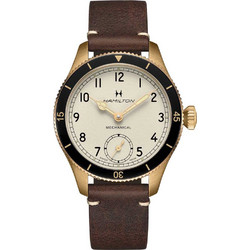 Hamilton Khaki Aviation Ανδρικό Ρολόι Αυτόματο με Καφέ Δερμάτινο Λουράκι H76709530