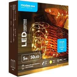 Modee Lighting C1010 50 Χριστουγεννιάτικα Λαμπάκια LED σε Σύρμα Μπαταρίας Χάλκινο Θερμά Λευκά 5m