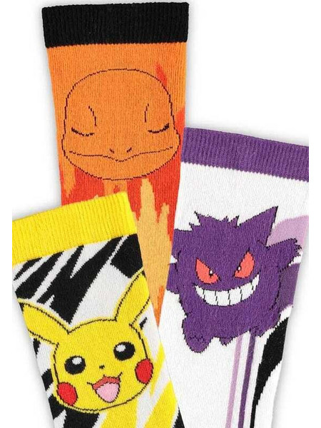 Pokemon Socks 3-Pack Pikachu, Charmander, Gengar - CR875273POK