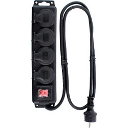PLUGGER MPE-4SIP | Αδιάβροχο Πολύμπριζο IP44 με Κάλυμμα, 4xshucko & Διακόπτη