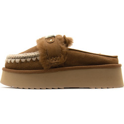 SUEDE LEATHER LETTER LOGO PLATFORM CLOGS WOMEN MOU